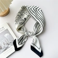 Silk neckerchief in black and white stripes and floral patterns for professional women - Black Floral Lines