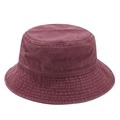 Classic washed cotton bucket hat in burgundy red with retro metal eyelets design - M (56-58cm) / Burgundy