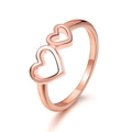 Bague minimaliste avec double cœur évidé en finition élégante or rose - Taille unique / Or rose 2 cœurs évidés x318