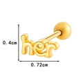 Orecchino a perno dorato lettera HER per cartilagine con retro piatto, 0,72cm - Stile 'her' Oro