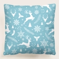Funda de cojín navideña azul claro con renos blancos y motivos de copos de nieve - Estilo 22-Reno azul / 45x45 cm