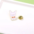 Cute purple cartoon animal metal badge with red bow tie and golden butterfly clasp - Purple French Bulldog (CZ0555)