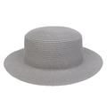 Wide brim flat top gray straw sun hat for summer outdoor beach and uv protection - Cow Skull Decor Band Style (284L)