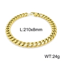 Pulsera de cadena cubana de 8mm en acero inoxidable dorado con cierre de langosta - 8mm / Dorado
