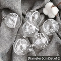 Set of 6 transparent Christmas balls with white snowflake patterns, 6cm diameter size - 6cm White Painted Balls (Set of 6)