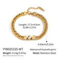 Dettaglio del bracciale a catena in acciaio inossidabile placcato oro 18K con zircone - Stile Zircone Trasparente (YYB025165-WT)