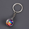 Solar system planet keychain with iridescent galaxy glass dome and silver metal base - Standard Spec / Rainbow Planet (16)