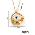Collier œil protecteur doré avec base ambrée et cristaux blancs, longueur 40+5cm - Style Rond Ambre Incrusté de Strass (N00921-99)