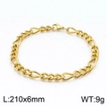 Pulsera de cadena NK dorada de 6mm, 210mm de largo con cierre de mosquetón - 21cm / Dorado