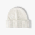 Gorro de punto acanalado blanco roto con doblez grueso para invierno - Talla única / Blanco