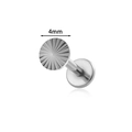 Titanium sunburst labret stud featuring 4mm silver radiant textured top and flat back - 4mm / Silver