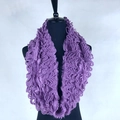 Purple cashmere-like knit scarf with ripple texture shown on a mannequin - XLB-019 Purple