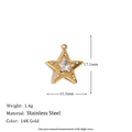 Star shaped 14K gold plated stainless steel pendant charm measuring 15.3mm by 17.1mm - Rhinestone Star Pendant - Gold