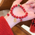 Elegantes rotes Achat-Perlenarmband im neuen chinesischen Stil mit Pferdeanhänger - Münz-Pony Stil 5 (10#)