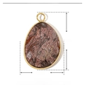 Dettagli dimensioni per ciondolo in pietra naturale e acciaio inox 24mm x 16mm - Goccia d'acqua Marrone Rossastro (YE427-1)
