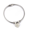 Silver snake chain bracelet with sparkling heart charm and magnetic barrel clasp - Heart Steel Color