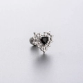 Gothic heart spider web stud earring in silver titanium steel with black zircon stone - Heart Spider Web Black Zircon (A82-3#)
