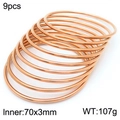 9-piece set of rose gold plated titanium steel stackable bangles with 70mm diameter - 9Pcs Set-Rose Gold (KB181560-KFC)