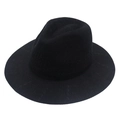Classic black woven Panama fedora hat with a wide brim and stylish jazz cap design - One Size / Black