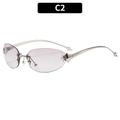 Y2K frameless oval sunglasses with silver star decor and light gray lenses - Gradient Grey