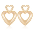 Goldene Herzohrringe mit strahlender Textur und doppeltem Hohlraum-Design - Gold