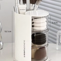 Organizzatore rotante a 3 livelli per spugnette trucco bianco con cassetti trasparenti - Triplo Strato / Bianco Puro