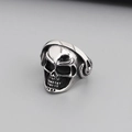 Anello teschio punk gotico con cuffie in resistente acciaio inossidabile argento - Stile Teschio con Cuffie (KR44707-BD)