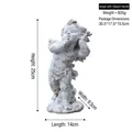 Vintage angel statue figurine in retro resin finish standing on cloud with size markings - Antique Standing Angel Hands Up