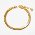 Bracelet doré en acier inoxydable avec chaîne à mailles écailles et fermoir mousqueton - Bracelet Chaîne à Écailles Croissant Doré (SBK041)