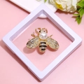 Golden bee brooch with large white pearl and sparkling crystals in white gift box - XZ028 Gold-Golden Bee-Boxed
