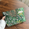 Green canvas makeup bag with floral embroidery and A GOGO ORIGINAL woven label - Galsang Flower Green