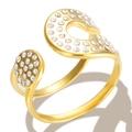 Minimalist gold geometric triple-layer open ring with sparkling crystal rhinestones - Style G Gold
