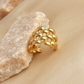 Ohrklemme im französischen Stil aus 18k vergoldetem Edelstahl mit Ketten-Design - Gold Geflochtener Offener Ring (JZ-YS411-G)