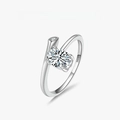 Elegant S925 sterling silver ring with oval cut gemstone and irregular line design - US Size 6 / Oval and Round Double Stone (PNJ020) / Platinum