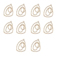 Close-up of ten gold-plated KC metal alloy layered oval pendants for DIY jewelry making - Double Irregular Oval Style (7#) / 10 Pieces Pack / Gold