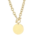 Polished gold titanium steel O-chain necklace with toggle clasp and round pendant - Style A Gold Necklace (KN32258-Z)