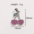 Collana con ciondolo a ciliegia in argento con zirconi rossi e verdi brillanti - Stile Ciliegia Con Gemme Rosa E Verde Argento(14)