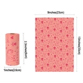 Pink corn starch dog poop bags with cute cartoon cat pattern and heart prints - 1.2 Microns Biodegradable Pink Cat