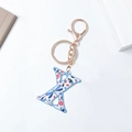 Letter K keychain with blue and white pattern and rose gold clasp hardware - Letter X (No Tassel)