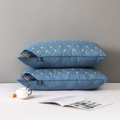 Set of two grey-blue hotel pillows with yellow diamond quilting and soft cotton texture - 48*74cm (Low 550g) / Blue Rhombus Single Edge
