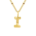 Gold-plated stainless steel necklace with initial letter I pendant and beaded chain detail - Letter I / Gold