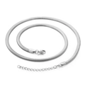 Collier maille serpent argenté élégant avec fermoir homard et chaîne d'extension - 4mm Large - 500mm Long (KN197028-Z)