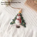 Ornamento natalizio in resina con pupazzo di neve e albero con corda rustica e stella - Pupazzo di Neve e Albero