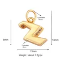 Gold plated copper Z letter pendant with zircon micro-inlay and 5mm diameter ring - Zirconia Letter Z