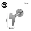 G23 solid titanium internally threaded labret stud with a small lightning bolt design - Flash