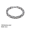 Detailed view of 6mm wide Byzantine stainless steel chain bracelet with lobster clasp - Style 14-6mm Fine Byzantine Chain