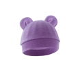 Detailed close-up of purple baby beanie featuring cute bear ear designs and soft knit texture - One Size / Heather Deep Purple