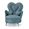 Mini heart-shaped velvet sofa jewelry box in blue with silver metal legs and heart pillows - A36 Small Sofa: 13.5*11.5*15cm