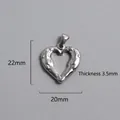 Detailed size map of vintage stainless steel heart pendant showing 22mm height and 20mm width - Embracing Couple Heart Pendant (P00035S)