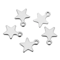 Set of five silver stainless steel star shaped charms for DIY jewelry making - Silver Star Pendant (XP12496A0W0)